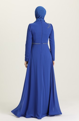 Saks-Blau Hijab-Abendkleider 6062-07