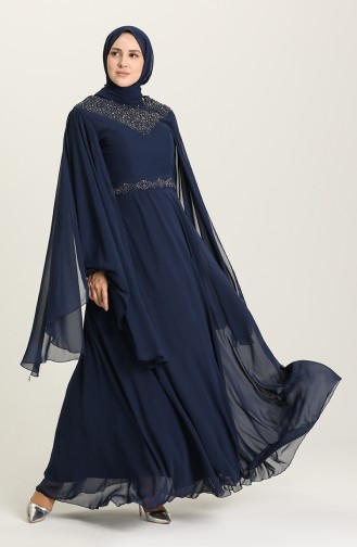 Habillé Hijab Bleu Marine 1555-01