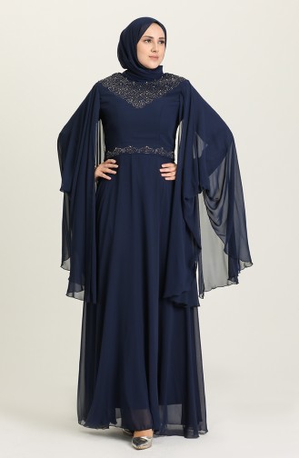 Habillé Hijab Bleu Marine 1555-01