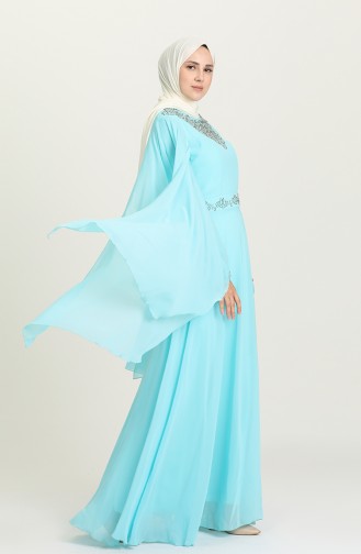 Habillé Hijab Turquoise 1555-02