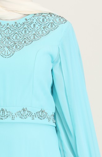 Turquoise İslamitische Avondjurk 1555-02
