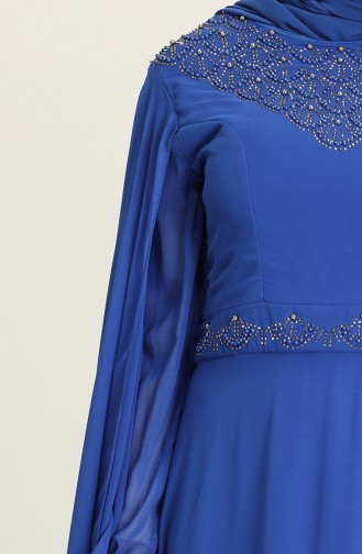 Saxe Hijab Evening Dress 1555-03