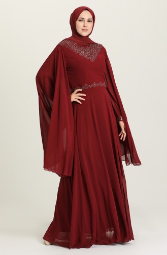 Claret red İslamitische Avondjurk 1555-04