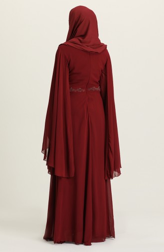 Büyük Beden Taş Baskılı Abiye Elbise 1555-04 Bordo