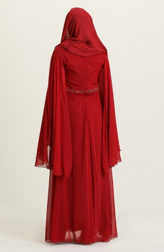 Red Hijab Evening Dress 1555-05