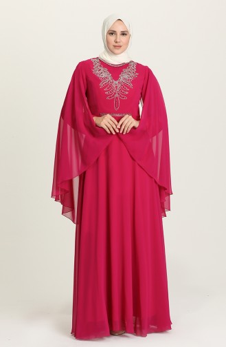 Plum Hijab Evening Dress 2052-02