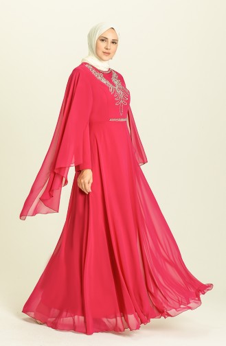 Plum Hijab Evening Dress 2052-02