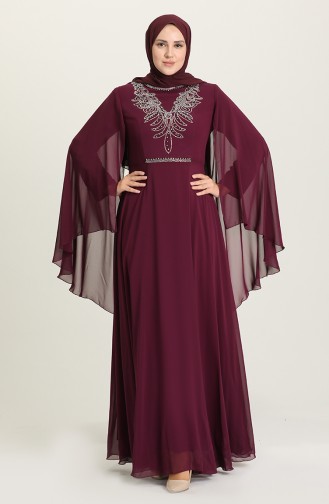 Purple Hijab Evening Dress 2052-03