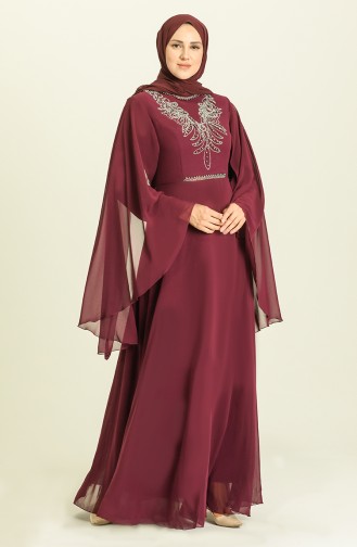 Purple Hijab Evening Dress 2052-03