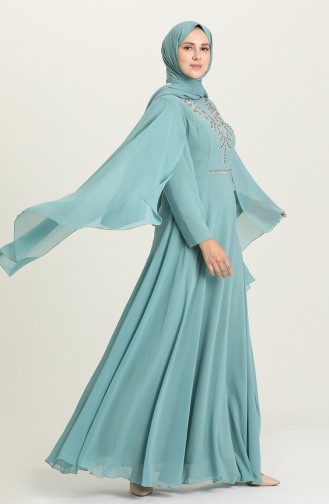 Green Almond Hijab Evening Dress 2052-04