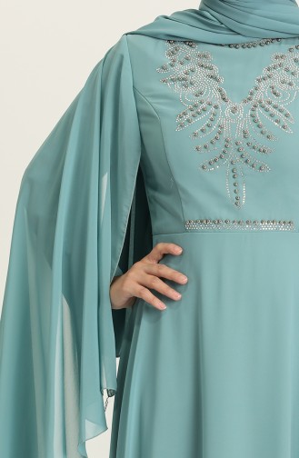 Green Almond Hijab Evening Dress 2052-04