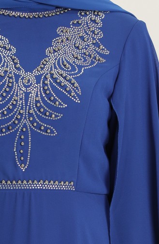 Saks-Blau Hijab-Abendkleider 2052-05