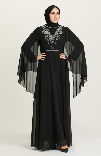 Black Hijab Evening Dress 2052-06