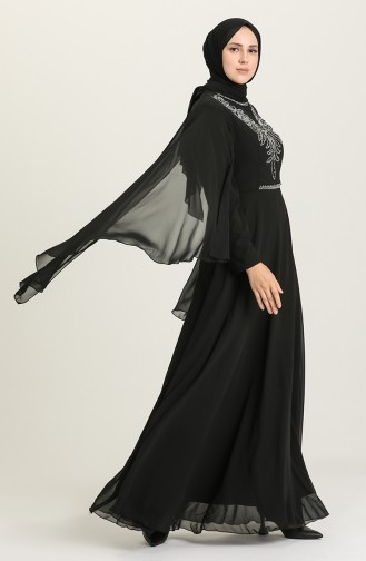 Schwarz Hijab-Abendkleider 2052-06