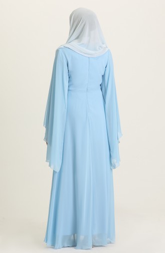 Baby Blue Hijab Evening Dress 2052-08