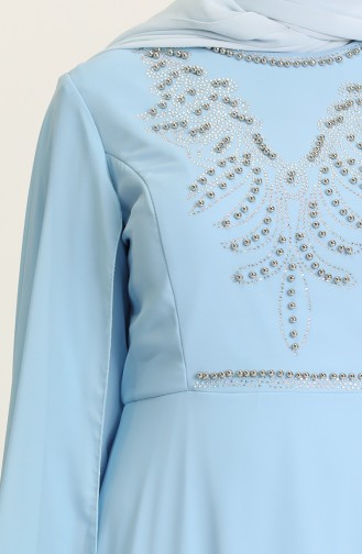 Babyblau Hijab-Abendkleider 2052-08