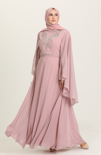 Powder Hijab Evening Dress 2052-10