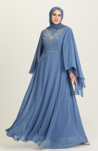 Indigo Hijab-Abendkleider 2052-11