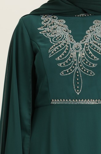 Emerald Green Hijab Evening Dress 2052-12