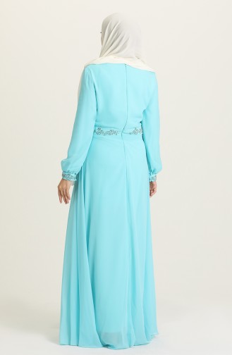 Turquoise Hijab Evening Dress 2050-03