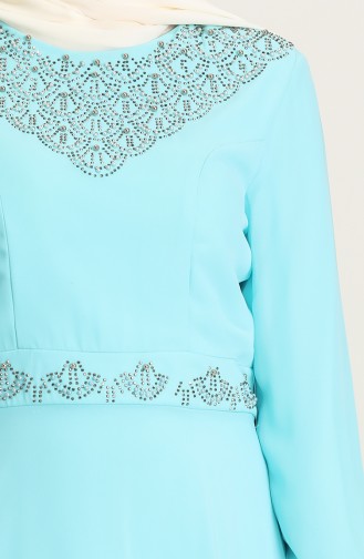 Turquoise Hijab Evening Dress 2050-03