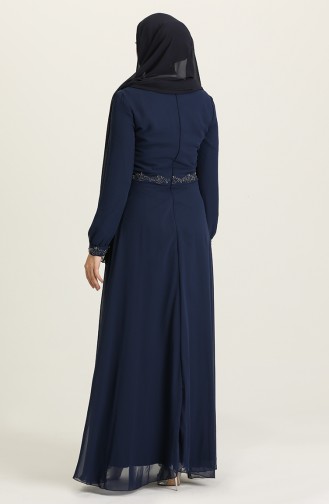 Dunkelblau Hijab-Abendkleider 2050-04