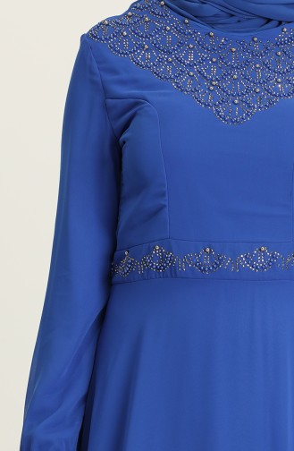 Saks-Blau Hijab-Abendkleider 2050-06