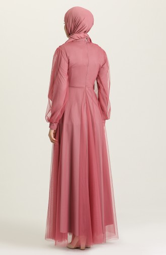 Powder Hijab Evening Dress 4210-06