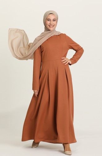 Brick Red Hijab Dress 5021-03