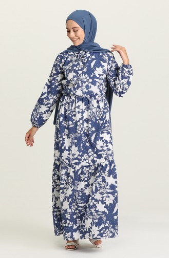 Dunkelblau Hijab Kleider 5360A-02