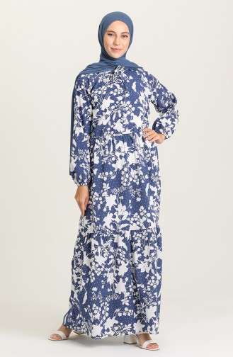 Navy Blue Hijab Dress 5360A-02