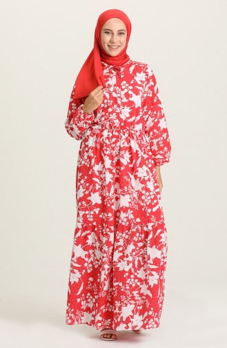 Red Hijab Dress 5360A-06