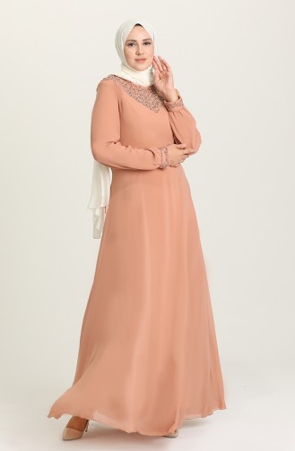 Mink Hijab Evening Dress 2050-02