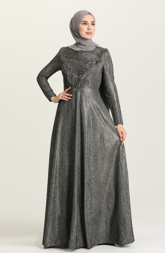 Grau Hijab-Abendkleider 3065-01