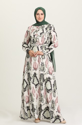 Grün Hijab Kleider 8641-03