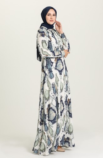 Navy Blue Hijab Dress 8641-04