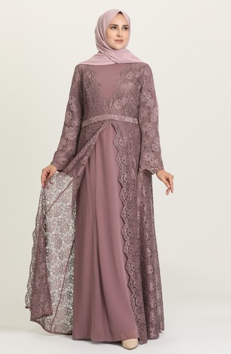 Beige-Rose Hijab-Abendkleider 3004-01