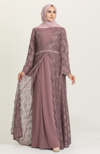 Dusty Rose Hijab Evening Dress 3004-01