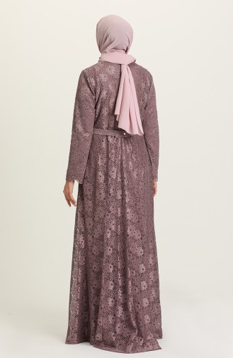 Dusty Rose Hijab Evening Dress 3004-01