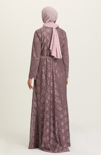 Beige-Rose Hijab-Abendkleider 3004-01