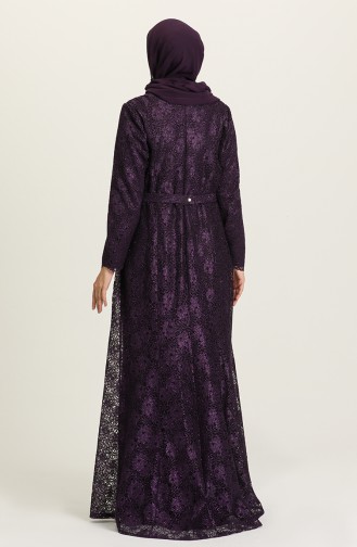 Purple Hijab Evening Dress 3004-03