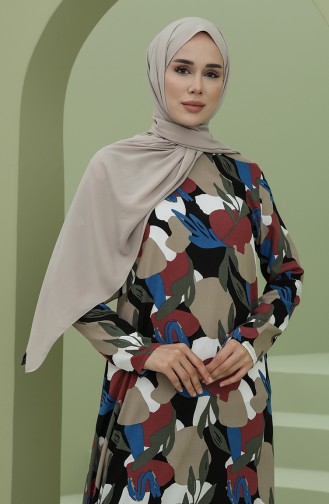 Beige-Rose Hijab Kleider 3301-03