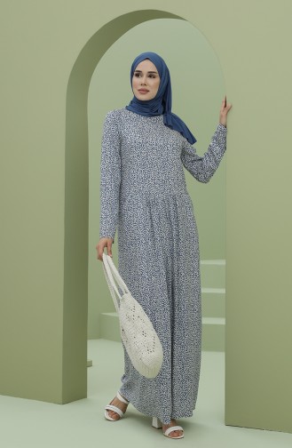 Blau Hijab Kleider 3304-09