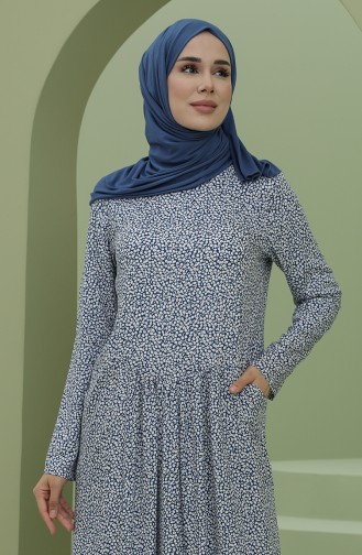 Blau Hijab Kleider 3304-09