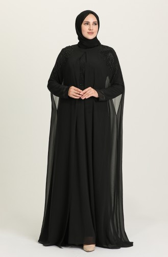Black Hijab Evening Dress 1323-04