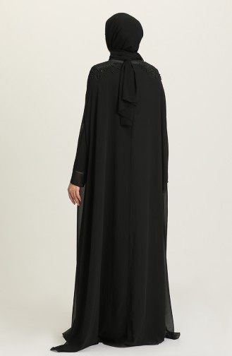 Black Hijab Evening Dress 1323-04