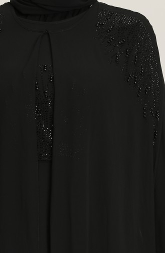 Black Hijab Evening Dress 1323-04