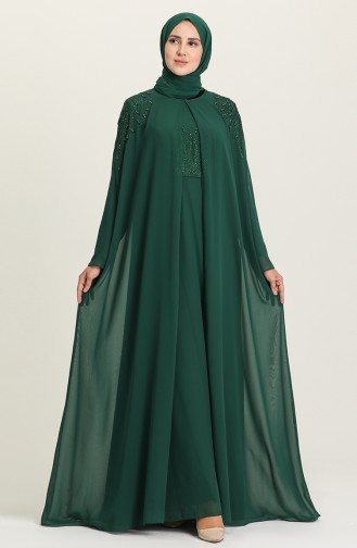 Green Hijab Evening Dress 1323-05