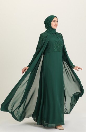 Green Hijab Evening Dress 1323-05