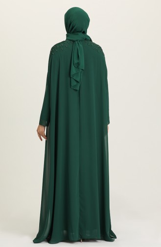 Green Hijab Evening Dress 1323-05